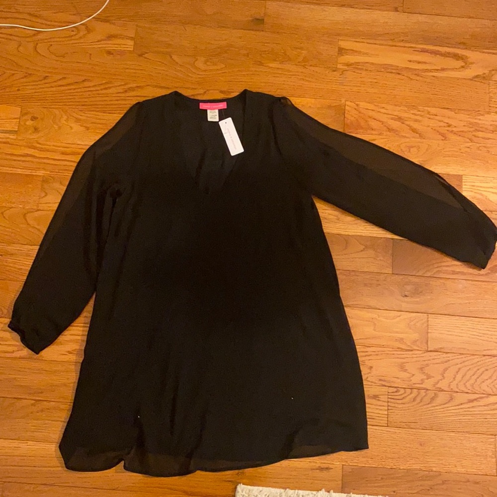 Pookie & Sebastian Black Long sleeve dress! Open arm detail!